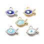Латунные микро-паве кубические цирконии с эмалевыми подвесками от сглаза, рыба