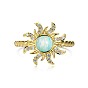 Sun 925 Sterling Silver Wide Band Rings, with Synthetic Opal