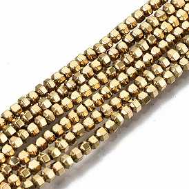Electroplate Non-magnetic Synthetic Hematite Beads Strands, Hexagon, Faceted