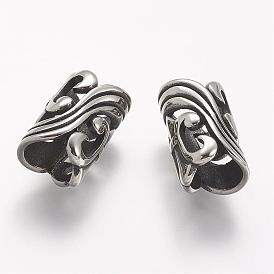 304 Stainless Steel Hollow Beads, Tube, Large Hole Beads