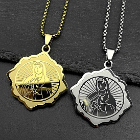 304 Stainless Steel Religion Virgin Pendant Necklaces for Women