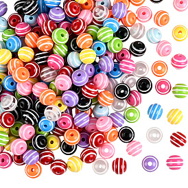 200 непрозрачные акриловые бусины, круглый с полосой