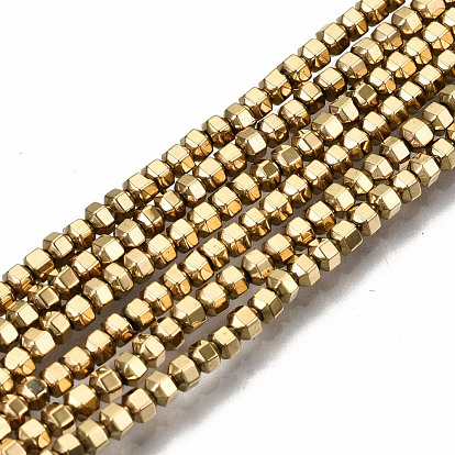 Electroplate Non-magnetic Synthetic Hematite Beads Strands, Hexagon, Faceted