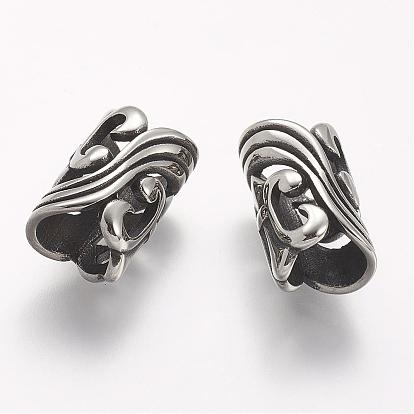 304 Stainless Steel Hollow Beads, Tube, Large Hole Beads