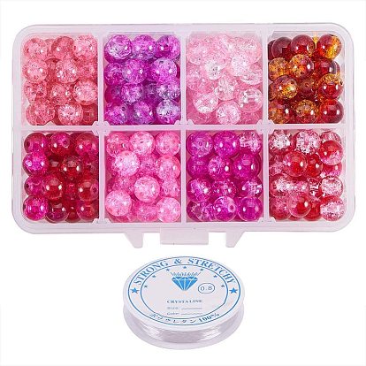 Выпечка окрашены трески стеклянные бусины, круглые, С хрустальной нитью