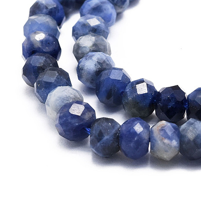 Natural Sodalite Beads Strands, Faceted, Rondelle