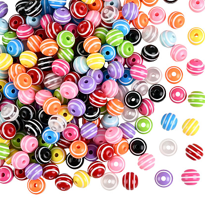 200 непрозрачные акриловые бусины, круглый с полосой