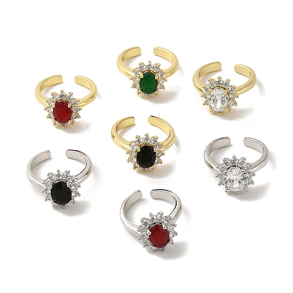 Кольца-манжеты из латуни с микропаве из кубического циркония, долговечный, без свинца и без кадмия, цветок