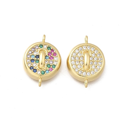 Латунные подвески-соединители с микропаве из кубического циркония, плоские круглые звенья, без кадмия и без свинца, стойки покрытие, долговечный, реальный 18 k позолоченный