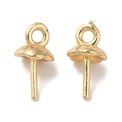 Rack Plating Brass Peg Bails Pendants, for Half Drilled Beads, Long-Lasting Plated, Cadmium Free & Lead Free