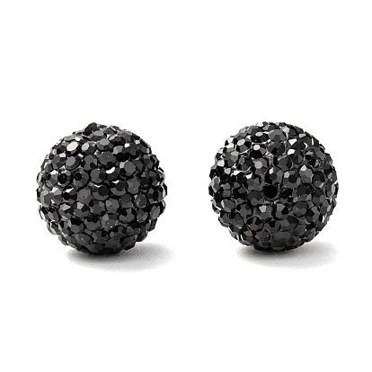 Half Drilled Czech Crystal Rhinestone Pave Disco Ball Beads, Large Round Polymer Clay Czech Rhinestone Beads