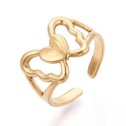 Регулируемые 304 манжеты из нержавеющей стали для женщин, Бабочка и сердце