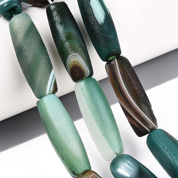 Природный агат бисер нитей, окрашенная и подогревом, матовые, баррель