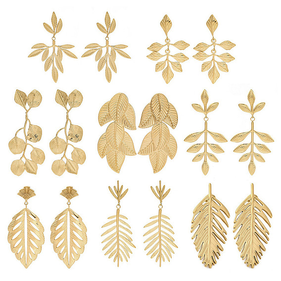 304 серьги-гвоздики из нержавеющей стали в виде листьев для женщин