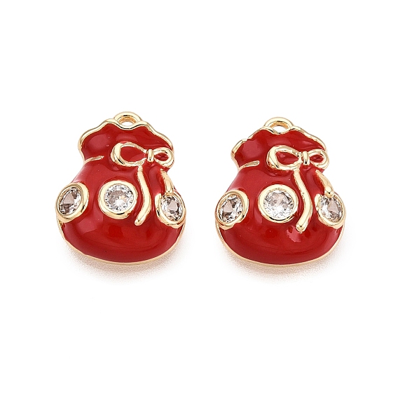 Латунные микропаве прозрачные кубические циркониевые подвески, лотерейный мешок прелести, с эмалью, реальный 18 k позолоченный