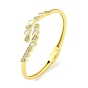 Teardrop Brass Micro Pave Clear Cubic Zirconia Open Cuff Bangles, Shell Bangles for Women