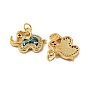 Elephant Brass Pendants Micro Pave Cubic Zirconia with Synthetic Opal, with Jump Rings, Real 18K Gold Plated