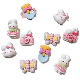 Catoon Resin Cabochones, Mixed Shapes, Rabbit/Bowknot/Butterfly