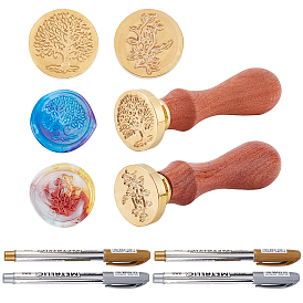 CRASPIRE DIY Scrapbook Making Kits, Including Brass Wax Seal Stamp and Wood Handle Sets, Marking Pen