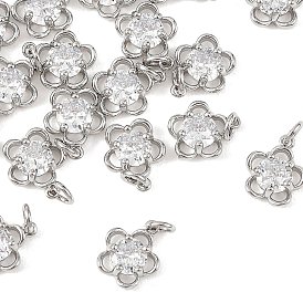 Shegrace Messing-Anhänger mit klarem Zirkonia-Pavé, Blume Reize, cadmiumfrei und bleifrei und nickelfrei