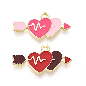 Подвески из сплава с эмалью ко дню святого валентина, сердце со стрелами, золотые
