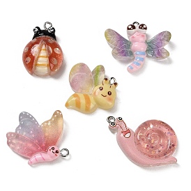 Прозрачные смоляные подвески, очарование насекомых, с платиновой железной петлей и пайеткой