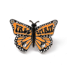 Free Spirit Butterfly Alloy Enamel Pin Brooch, for Backpack Clothes