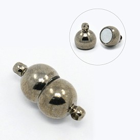Cierres magnéticos de latón con bucles, maní, 15x7 mm, agujero: 1 mm