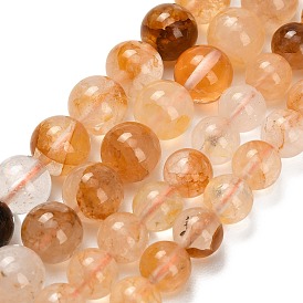 Натуральный желтый гематоидный кварц/золотые целебные кварцевые бусины нити, круглые