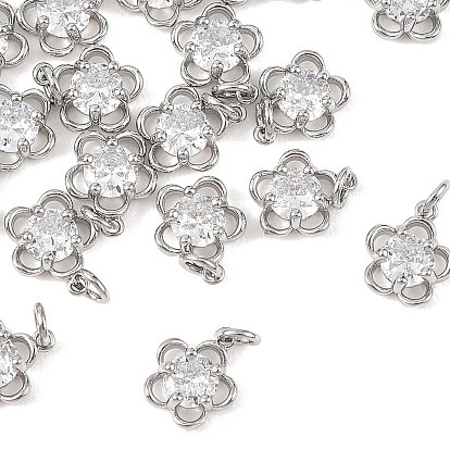 Shegrace Messing-Anhänger mit klarem Zirkonia-Pavé, Blume Reize, cadmiumfrei und bleifrei und nickelfrei