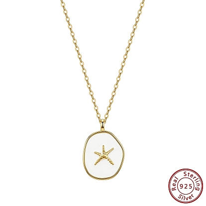 925 argent sterling pendentifs en émail, ronde blanche avec des breloques en forme d'étoile de mer, sans collier