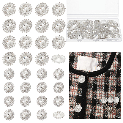 40piezas 2estilo 1botones de vástago de diamantes de imitación de aleación de zinc con orificios, con vidrio, flor