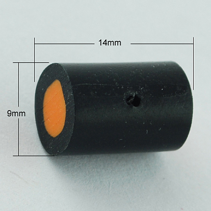 Handmade Polymer Clay Beads, Column, 9x14x9mm, Hole: 1mm