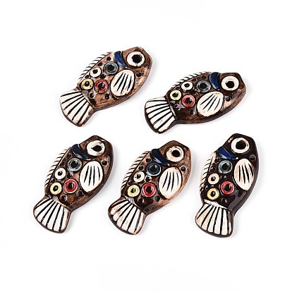 Ручной работы фарфора большие кулоны, рыба, фантазии античного стекла фарфора