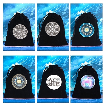 Constellation/Cattle/Star Runes Velvet Jewelry Storage Drawstring Pouches, Rectangle Jewelry Bags, for Witchcraft Articles Storage