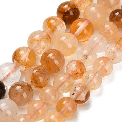 Натуральный желтый гематоидный кварц/золотые целебные кварцевые бусины нити, круглые