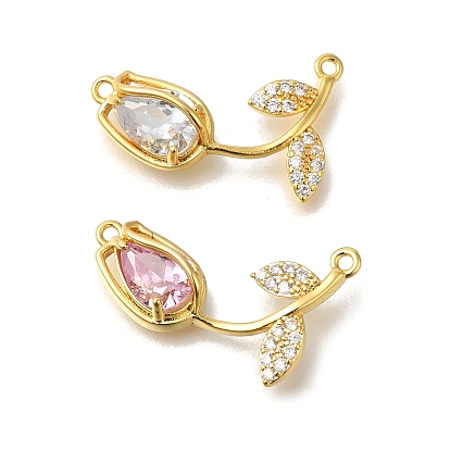 Подвески-коннекторы из латуни с кубическим цирконием в виде розы, без кадмия и без свинца, реальный 16 k позолоченный