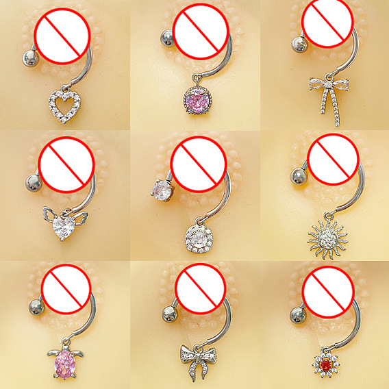 316l хирургические кольца-гвозди для сосков из нержавеющей стали с кубическим цирконием, цвет нержавеющей стали