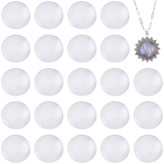 80Pcs Transparent Glass Cabochons, Clear Dome Cabochon for Cameo Photo Pendant Jewelry Making