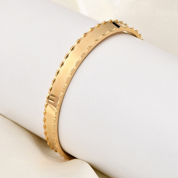 Браслеты-манжеты из нержавеющей стали с зубчатым краем для женщин, ионное покрытие (ip)