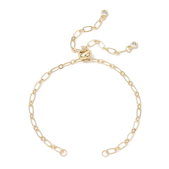 3мм латунный браслет-слайдер Figaro, с 304 застежками-карабами из нержавеющей стали для женщин