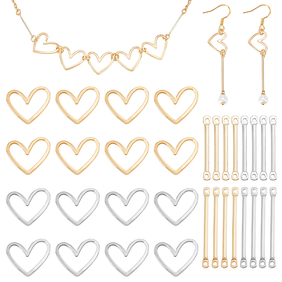 76 шт. 6 стильные латунные соединительные подвески-палочки, панель ссылок, с сердечком