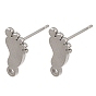 304 Stainless Steel Stud Earring Findings, Footprint, with Loop