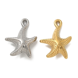 Ion Plating(IP) 304 Stainless Steel Pendants, Starfish Charm