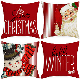 Red Christmas Printed Pillow Cover Home Living Room Sofa Pillow Bedroom Cushion Cover