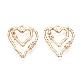 Латунные микро проложить кубического циркония подвески, сердце прелести