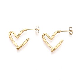 304 из нержавеющей стали серьги, сердце, ионное покрытие (ip)