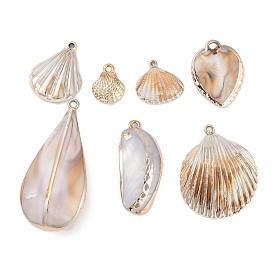 Plating Acrylic Pendants, with Imitation Shell, Shell Shapes