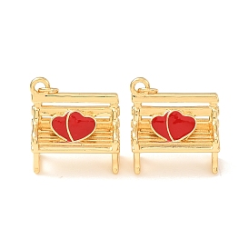 Latón con colgantes de esmalte rojo, banco con dijes de corazón, chapado en rack, larga duración plateado, sin plomo y el cadmio