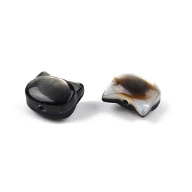 Natural Black Lip Shell Beads, Cat Head